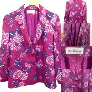 Patchington Pink Floral Jacket Blazer Size 8 EUC